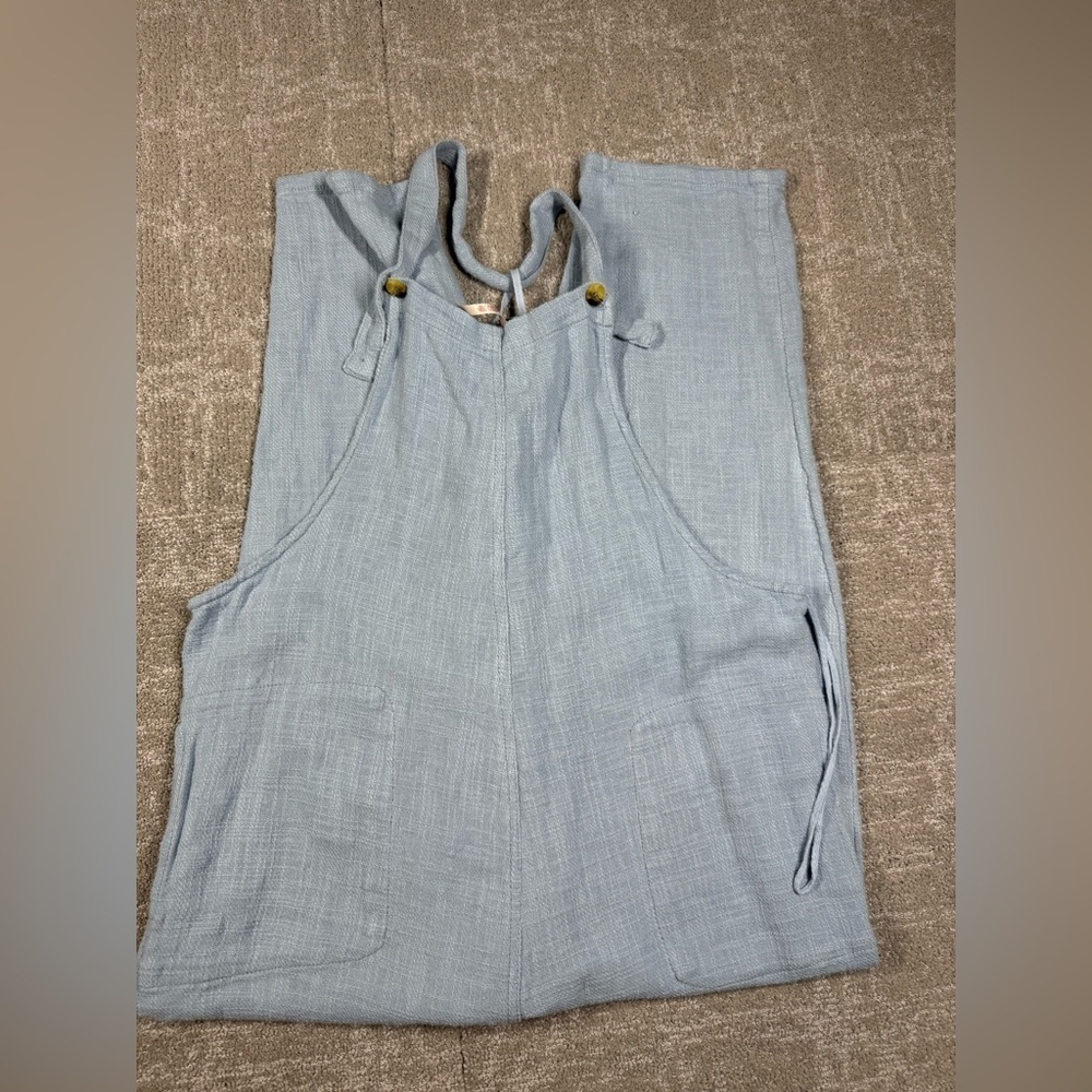 Free People Sezanne gauzy jumpsuit overalls size XS light blue comfy boho